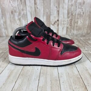 Nike Air Jordan 1 Low Top Basketball Shoes Red Black Sneakers Youth‎ 6.5Y